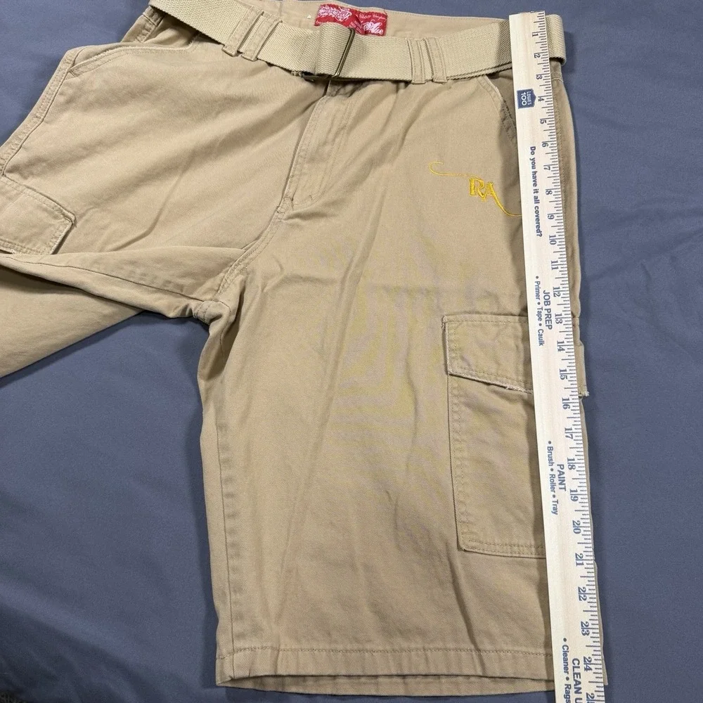 Men's Red Ape Cargo Khaki Shorts With‎ Belt Baggy Fit Size 36